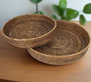 Plateau rond en rotin, artisanat tissé, plateau de service pour la maison et les restaurants, plateau alimentaire en rotin fabriqué par King Craft Viet - Product Image 1