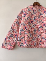 Veste réversible matelassée en coton à motifs floraux et patchwork, style bohème, Inde, été/hiver