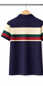 Polo a rayas para hombre – Camiseta polo informal de manga corta de algodón piqué con bloques de color para el verano - Product Image 5