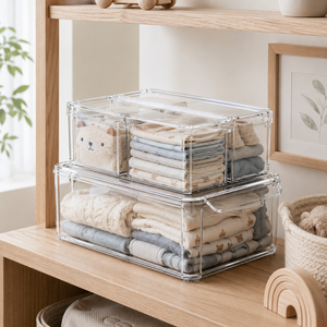 Cajas de Almacenamiento Transparentes para Ropa de Niños, para Uso Diario, Conjuntos de Temporada y Organización del Armario - Product Image 1