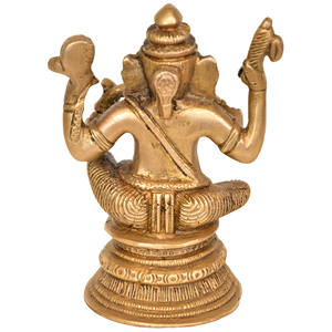 ประติมากรรมทองเหลือง Shri Ganesha ขนาด4นิ้วทำด้วยมือผลิตในอินเดียสำหรับให้เป็นของขวัญ - Product Image 2