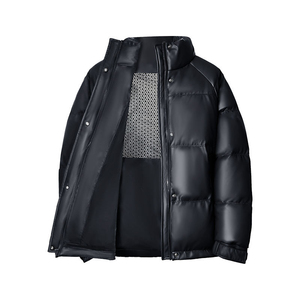 Mens <b>Waterproof</b> Hooded Puffer <b>Jacket</b> With Stand Collar And Front Logo Lightweight <b>Warm</b> Winter Daily Wear Soft Padded - Product Image 3