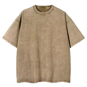 เสื้อยืดสตรีทแวร์ลายฟอกสีสไตล์วินเทจสำหรับผู้ชาย ผ้าคอตตอนหนานุ่ม ใส่ได้ทั้งชายและหญิง เหมาะสำหรับฤดูร้อน ขายส่งและรับผลิตตามแบบ - Product Image 1