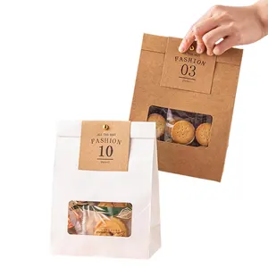 Recycelte haltbare quadratische braune Kraft Geschenk Süßigkeiten Aufbewahrung tasche Guangdong billige Kraft papier Weihnachts brot zum Mitnehmen Taschen mit Logo