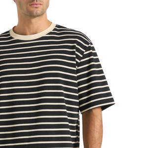 T-shirt rayé à col rond et manches courtes pour homme, coupe décontractée, rayures horizontales, décontracté, quotidien, vente en gros, personnalisé, OEM, en jersey de coton - Product Image 5