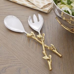 Ensemble de cuillères et fourchettes à salade en métal de haute qualité avec poignée ergonomique en acier inoxydable pour un service facile - Product Image 6