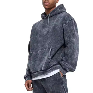 High Quality Winter Solid 100% Cotton Eco-Friendly Acid Wash Lightweight Hooded Casual Windbreaker Track Set Custom Piping - Product Image 6