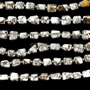 Cuentas facetadas de turquesa cobre de Mohave 5x7-6x8MM, cuentas de turquesa cobre blanca pulida de 8 pulgadas, cuentas al por mayor para joyería - Product Image 4