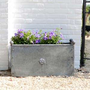 Wholesale Price Cast Iron Large Heavy Vintage Green Patina Finishing Handmade <b>Rectangle</b> Outdoor Garden decorative <b>Planters</b> Pots - Product Image 2