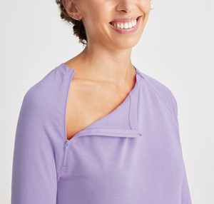 Custom Disabled Adaptive Clothing Front Zipper Full Sleeve Solid 100% Cotton Jersey High Quality <b>Post</b> Surgery Shirt Women All - Product Image 2