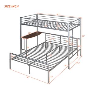Letto a castello in metallo con scrivania e scaletta, doghe di qualità, colore argento metallizzato, per camera da letto (Vecchio SKU LP000092AAN) - Product Image 6