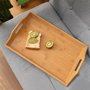 <b>Bamboo</b> Tray Rectangular Wooden Tray with Handle Household Serving Tray Breakfast in Bed <b>Table</b> - Product Image 5