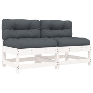 Canapé de jardin modulaire en bois de pin massif blanc, taille moyenne, trois places, mobilier d'extérieur, design contemporain - Product Image 2