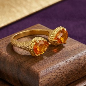 Natural Citrine Pear Cut Gemstone <b>Ring</b> 18k Gold Plated <b>Statement</b> <b>Ring</b> for Women V - Product Image 1
