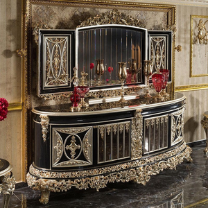 Ensemble de table à manger ovale en or blanc Mocoto Eternal, chaises en bois sculpté, buffet, collection de meubles de luxe pour villa et hôtel - Product Image 5