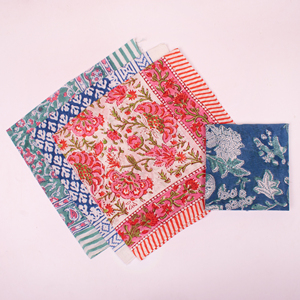 Authentic Jaipur Hand Block Printed Cotton Bandana <b>Square</b> <b>Scarf</b> Floral Pattern Natural Dyed 21" Summer Traditional Fashion - Product Image 4
