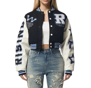 Veste de baseball varsity personnalisée pour femmes, taille XL, en polyester chenille brodé, respirante, manches en cuir vintage, base en nylon et coton - Product Image 4