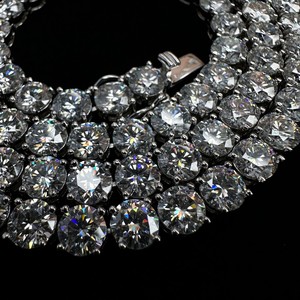 925 Sterling <b>Silver</b> Gold Bezel Setting for Certified VVS Moissanite Cluster Rope Chains Trendy <b>Chokers</b> Necklaces for Men's - Product Image 5
