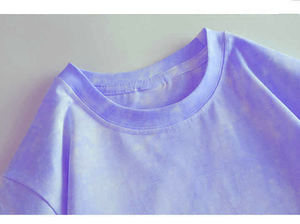 T-shirt à manches courtes pour homme, col rond, tricoté, coupe classique, décontracté, motif tie-dye violet - Product Image 3
