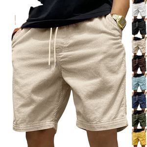 Pantalones cortos de pana para hombre, pantalones cortos informales con cordón amarillo, mezcla de algodón, ropa de calle de verano, pantalones cortos de playa cómodos - Product Image 3