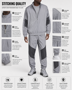 Conjunto Deportivo Cortavientos de Estilo Urbano de Moda, Ropa Deportiva Cómoda y Resistente al Viento para Exteriores, Conjunto de Dos Piezas para Correr, Venta al Por Mayor - Product Image 5