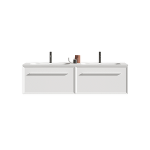 Nevia 60 \ "opaco bianco neve bagno vanità a parete automatico LED cassetto di luce Pre-assemblato solido lavello di superficie di scarico - Product Image 4