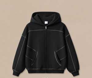 Unisex Hooded <b>Tracksuit</b> Full Length Loose Fit Casual Solid Color 100% Cotton Midweight Breathable Autumn Wear - Product Image 2