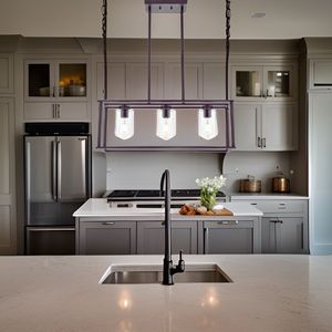 Luce contemporanea a 3 luci nera moderna per sala da pranzo lampadario per cucina a isola pendente lineare per fattoria a filo - Product Image 6