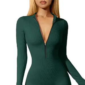 Combinaison de sport pour femme, extensible dans quatre directions, à double couche, avec bretelles, col en V, sans manches, short, fermeture éclair, pour la gym, l'entraînement, le yoga - Product Image 6