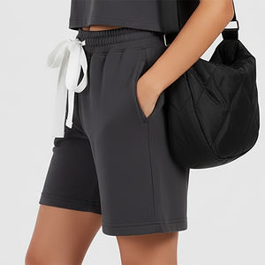 Nouveau short tendance pour femme, 100% coton, logo personnalisé imprimé, couleur unie, style hip hop. - Product Image 5