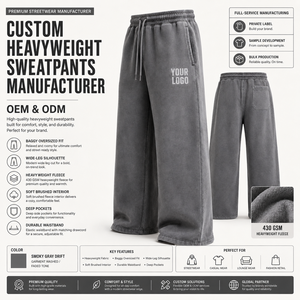 Men's Oversized Wide Leg Cotton Fleece <b>Trousers</b> Thermal <b>Drawstring</b> Waist Elastic Solid Winter OEM Manufacturer - Product Image 5