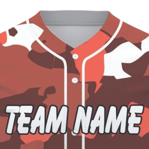 Camiseta de Béisbol Personalizada para Hombre, con Botones, Camuflaje Naranja, Transpirable, Uniforme de Softbol, Camiseta Deportiva para Entrenamiento - Product Image 5