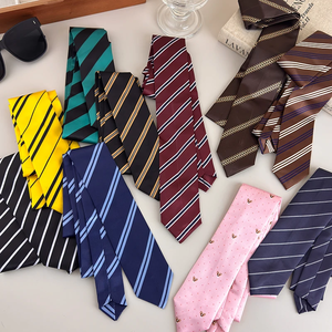 Corbata a Rayas de Estilo Escolar, Moderna y Atrevida, Uniforme Estudiantil para Mujer, Camisa de Diseño Exclusivo, Accesorio de Pañuelo Casual y Versátil - Product Image 3