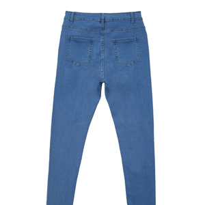 Jean en denim droit taille mi-haute pour femme, style européen personnalisé, 100 % coton, respirant, léger, décontracté pour l'été - Product Image 3