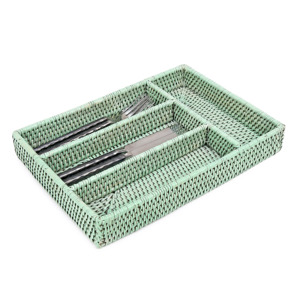 Natural rattan cutlery holder kitchen storage <b>drawer</b> organizer utensils <b>tray</b> silverware caddy <b>trays</b> - Product Image 3
