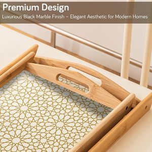 Bandeja de Servir Decorativa Moderna de Bambú con Asas, Diseño Floral, para Exhibir Bebidas y Frutas en la Mesa de Comedor - Product Image 6