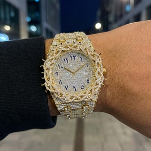 Reloj de Lujo para Hombre con Incrustaciones de Diamantes, Reloj de Pulsera de Cuarzo con Corte Baguette, Resistente al Agua, Estilo Hip Hop - Product Image 2