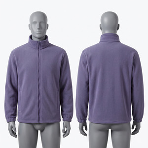 Unisex 320 GSM Premium Polar Fleece Full Zip Hooded Jacket Soft <b>Warm</b> Beige Back Yoke <b>Waterproof</b> Quick Dry - Product Image 3
