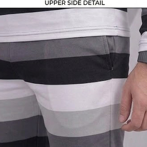 Conjunto Deportivo a Rayas para Hombre, Camiseta de Manga Larga con Cuello Redondo, Pantalones Largos, 100% Poliéster, Ropa Casual - Product Image 5