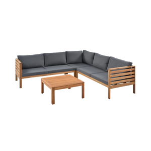 Ensemble de canapés modulaires en teck pour l'extérieur, avec table basse, pour patio, jardin, resort, villa, meubles de jardin - Product Image 1