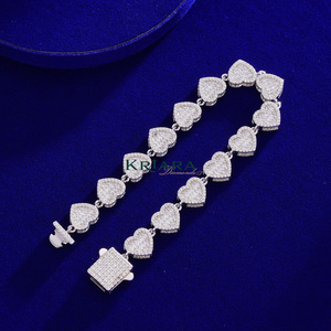 Bracelet en moissanite en forme de cœur, plaqué or rose 925, micro-pavé, bracelet tennis, bijoux romantiques pour femmes - Product Image 6