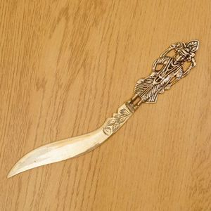 Antique Designing Brass Butter <b>Knife</b> Gold Finishing Half Leaf Shape Cheese <b>Knife</b> With Metal Wire Handle for Home Daily Use <b>Knife</b> - Product Image 6