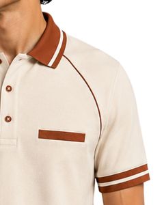 Camiseta Polo Marrón Personalizada para Hombre, Ropa Deportiva Casual Premium de Verano, Transpirable, para Golf, con Manga Raglán, Prenda Superior a la Moda - Product Image 4