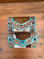 Nouveau Style occidental à la main en cuir usiné portefeuille femmes en cuir véritable pochette sculpté en fourrure de vachette portefeuille Cowgirl cadeaux cadeaux d'anniversaire