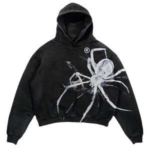 Sudadera con capucha Y2K Boxy Zip Acid Wash Vintage con parche bordado desgastado para hombres 400gsm Heavyweight Sun Fade Crop Hoodie Zip - Product Image 1