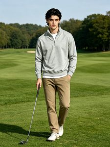 Wholesale Custom Logo 1/4 Zip Pullover Men Sweatshirt Embroidered Half Zip Hoodie Fleece Casual Quarter Zip Plain Sweatshirt - Product Image 4