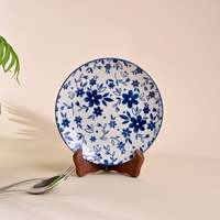 Service de table ovale en céramique Kairaus, motif marbré bleu et blanc, lot de 2, emballé dans une boîte Bluebell, compatible micro-ondes et lave-vaisselle
