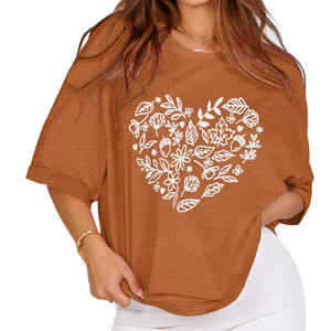 Camiseta Casual Ecológica para Mujer, Diseño Personalizado, 100% Poliéster, Alta Calidad, Venta al Por Mayor, Cuello en V, Lisa, Teñida, Comprimida - Product Image 5