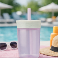 Vaso Reutilizable de Plástico Libre de BPA con Pajita, 450 ml