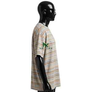 NEXTEX Unisex Multi <b>Stripe</b> <b>T</b> <b>Shirt</b> Grey Earth Soft Cotton Jersey Crew Neck Casual Tee <b>Shirt</b> - Product Image 3